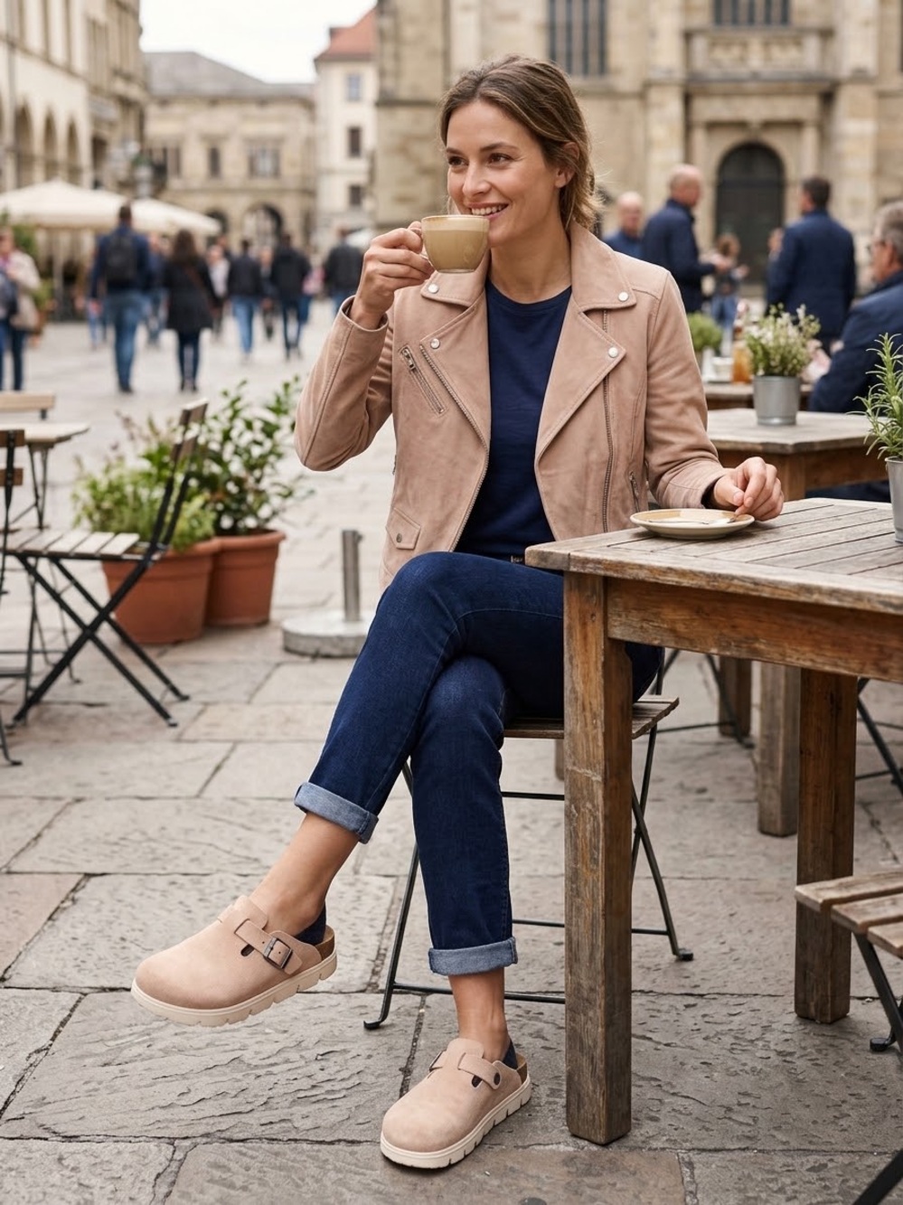 Papillio Blush Suede Clog with Buckle